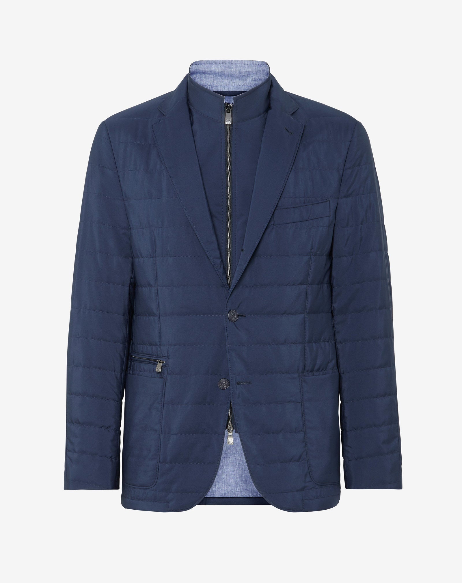 Jacket blu con pettorina in tessuto idrorepellente