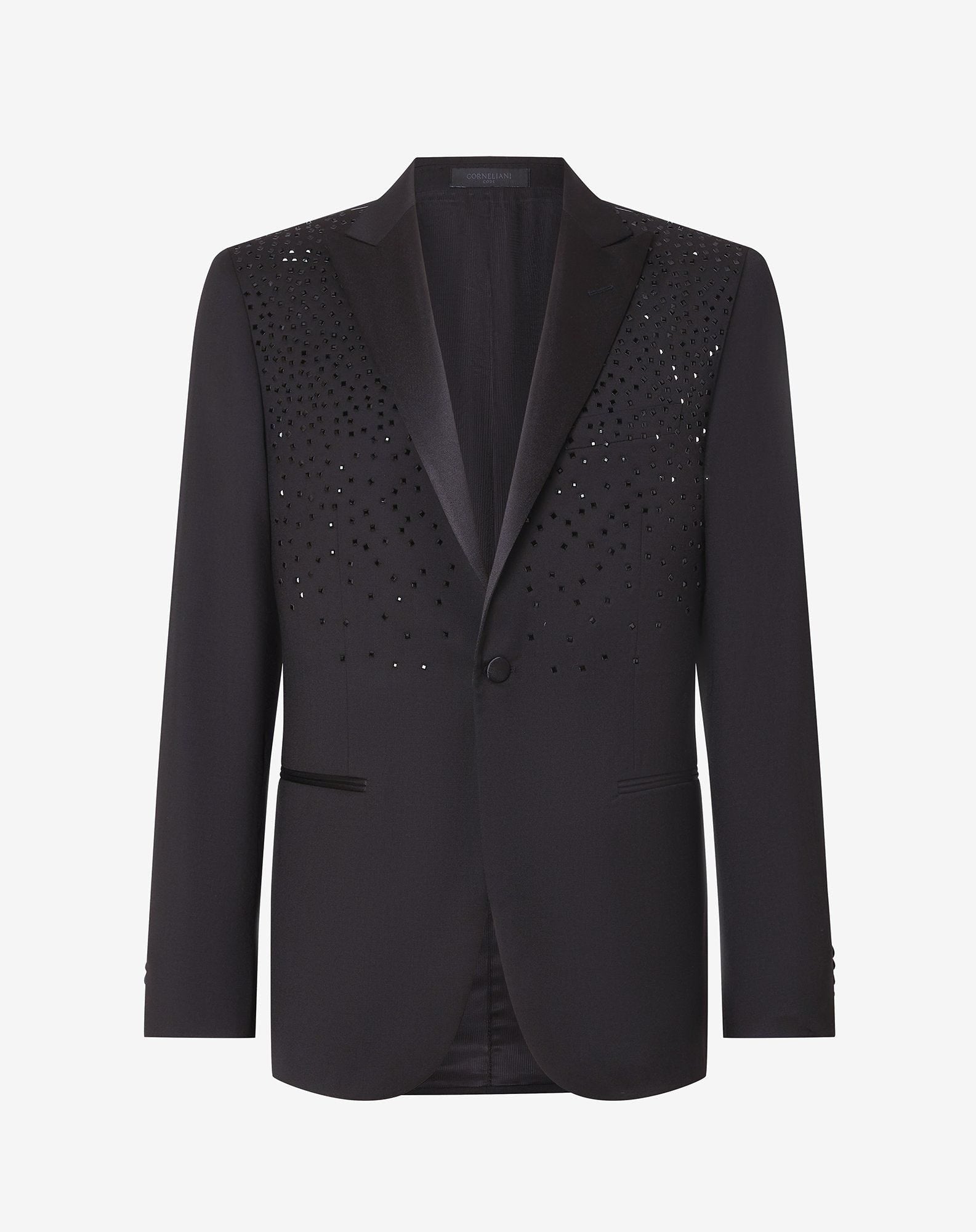 Jacket Da Smoking Nera In Lana 130 S