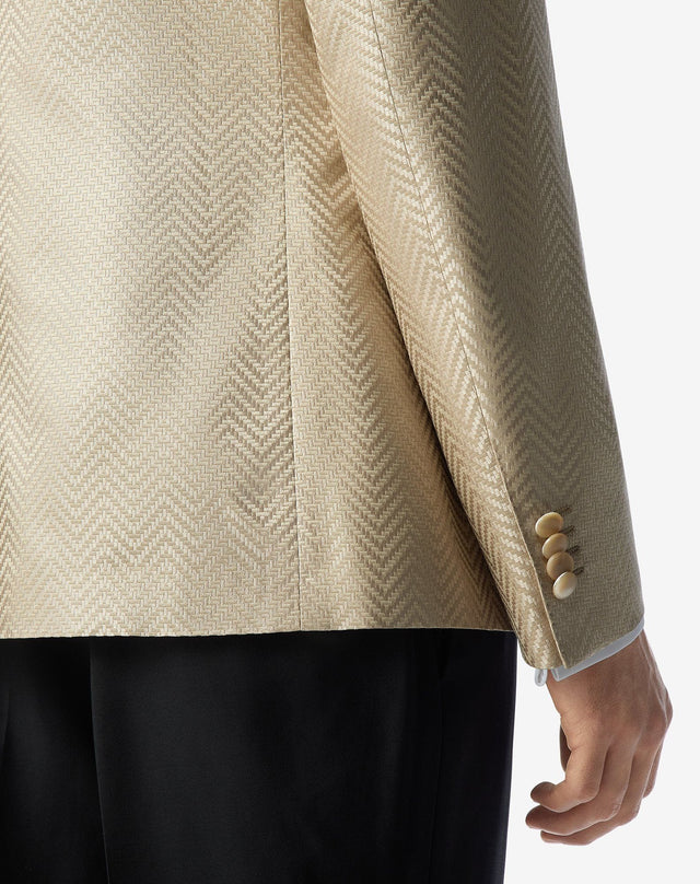 Jacket beige in pura seta chevron optical
