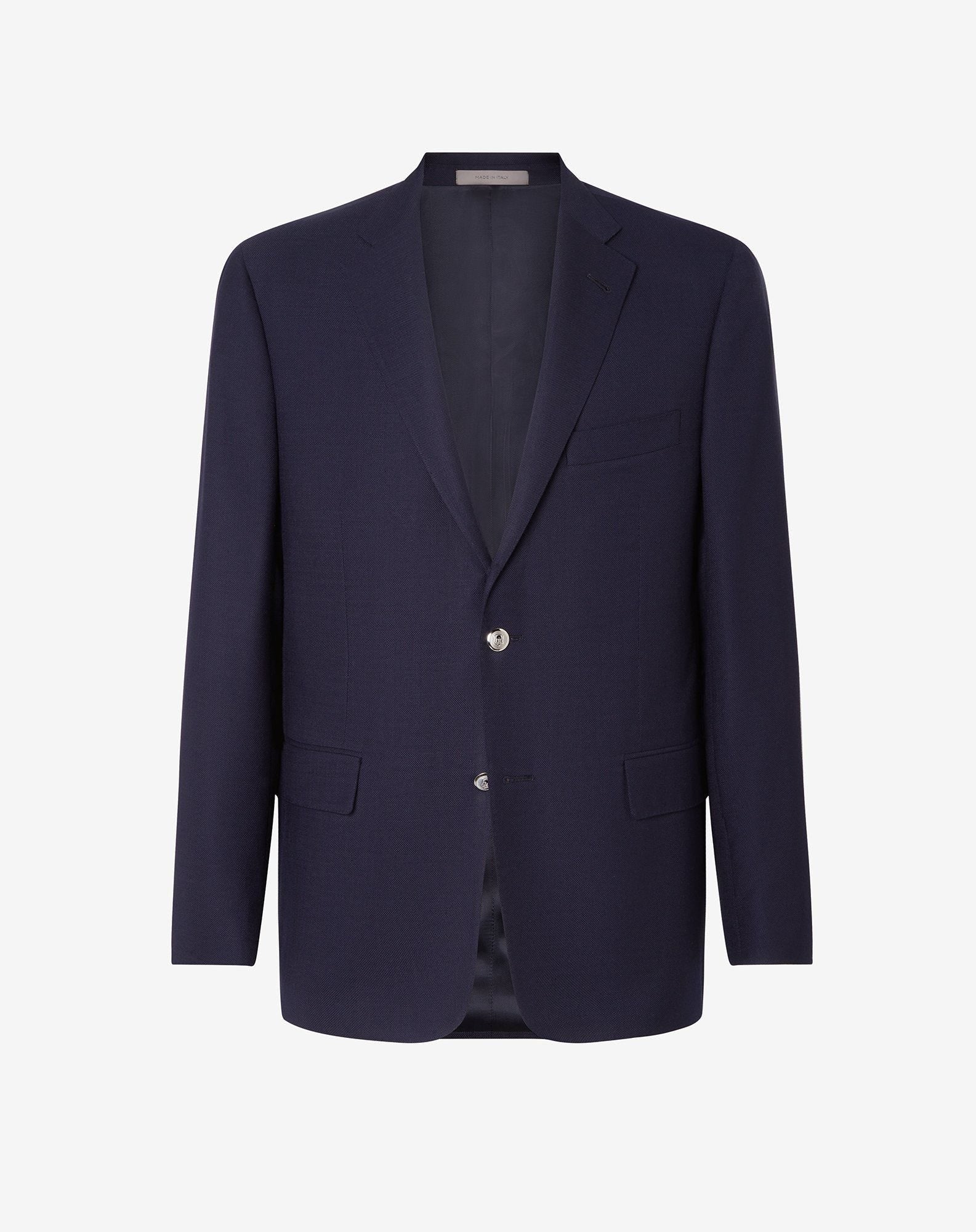Jacket blu navy in hopsack di lana 150's