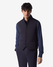 Gilet Trapuntato Navy In Tessuto Tecnico