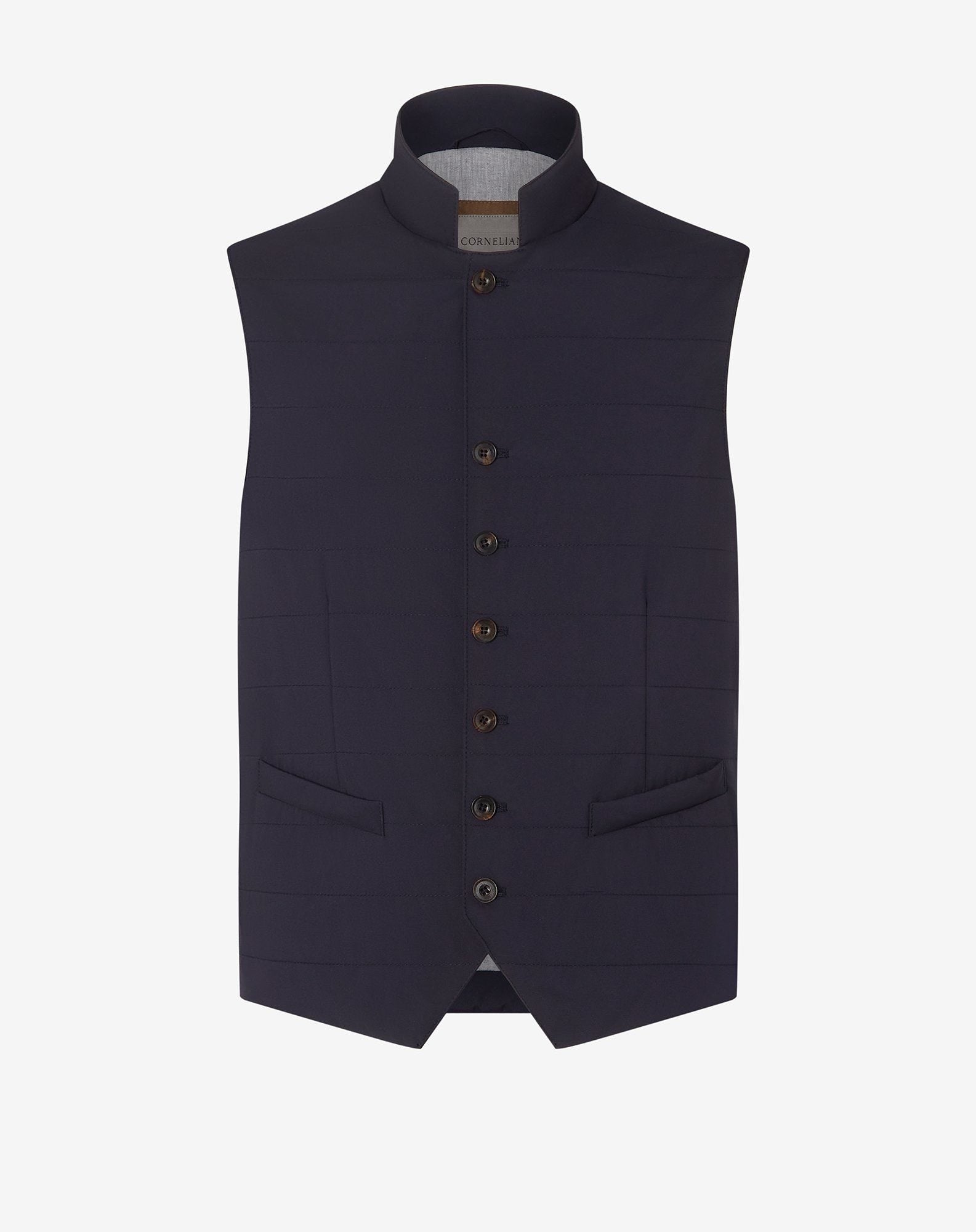Gilet trapuntato blu navy in tessuto tecnico