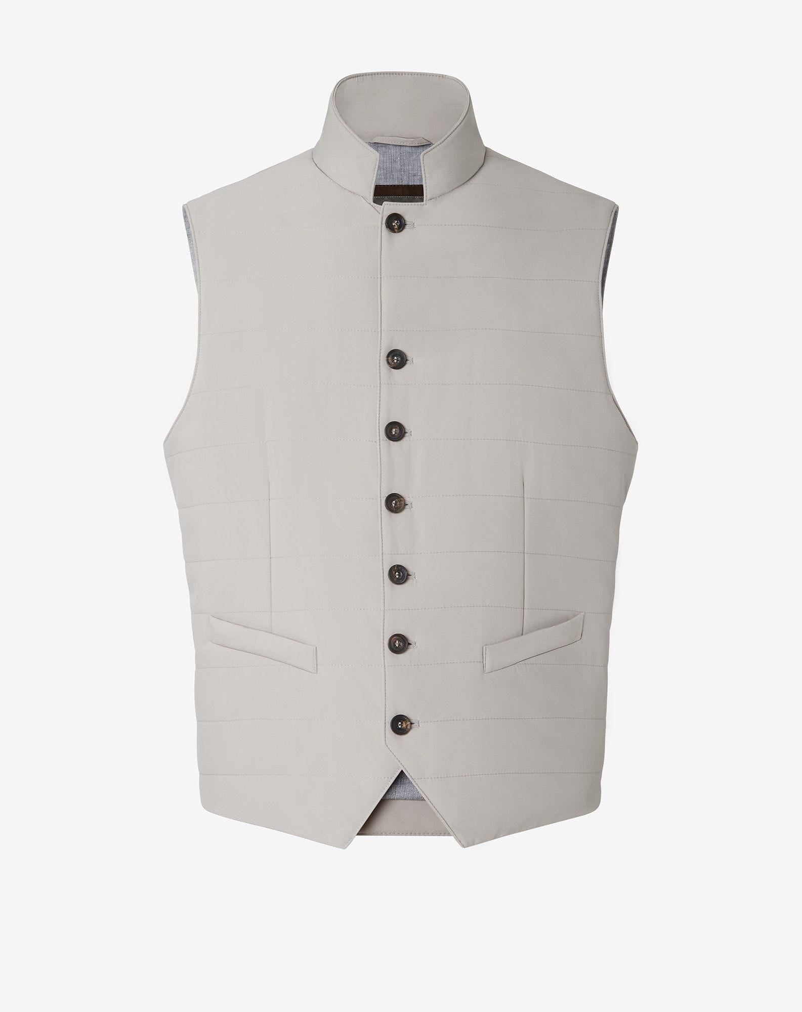 Gilet trapuntato beige in tessuto tecnico