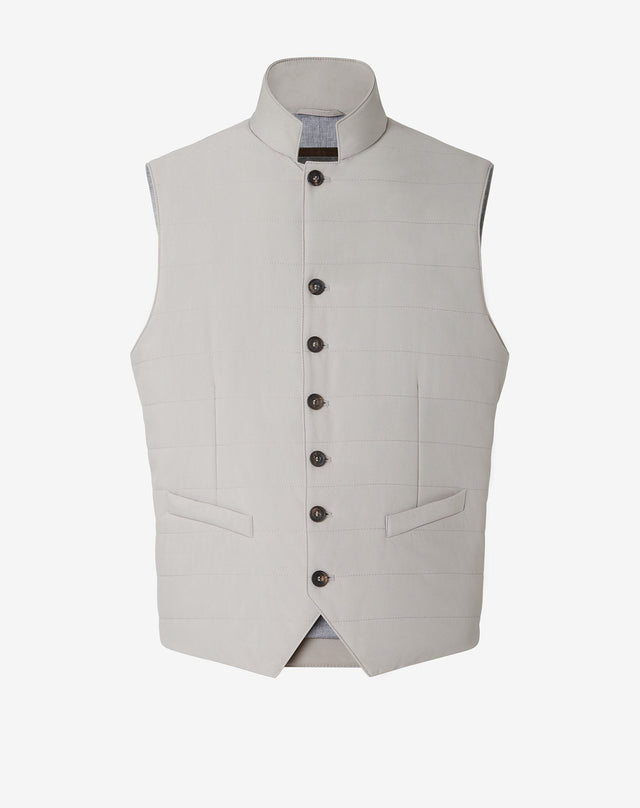 Gilet trapuntato beige in tessuto tecnico