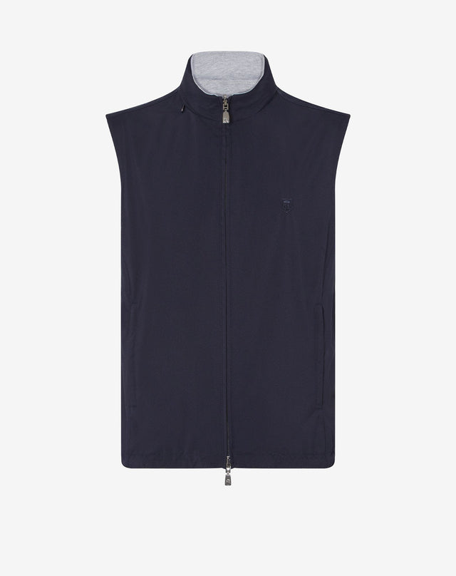 Gilet reversibile blu navy in tessuto tecnico