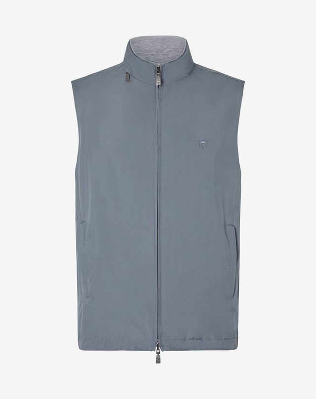 Gilet reversibile azzurro in tessuto tecnico