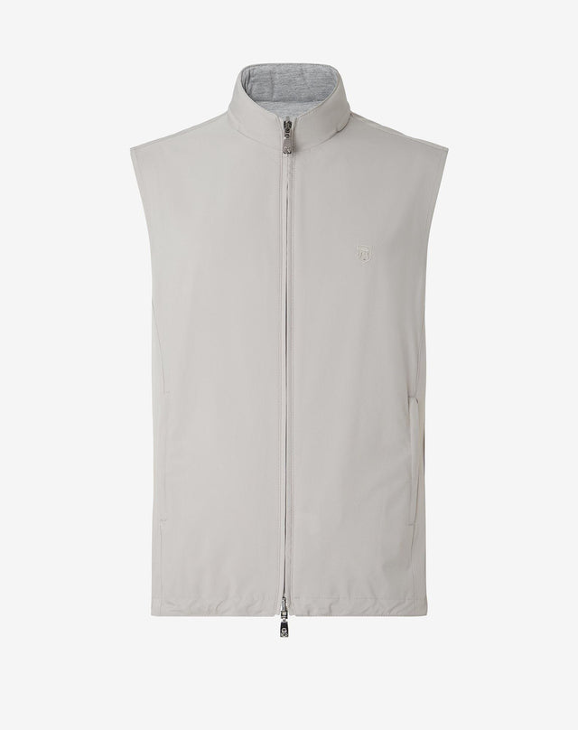 Gilet reversibile beige in tessuto tecnico