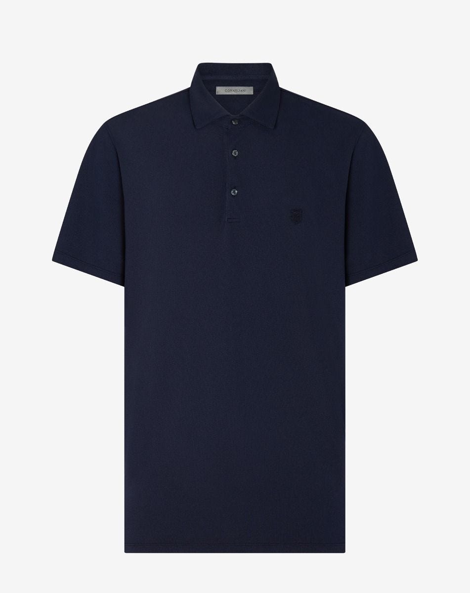 Polo con bottoni blu in cotone