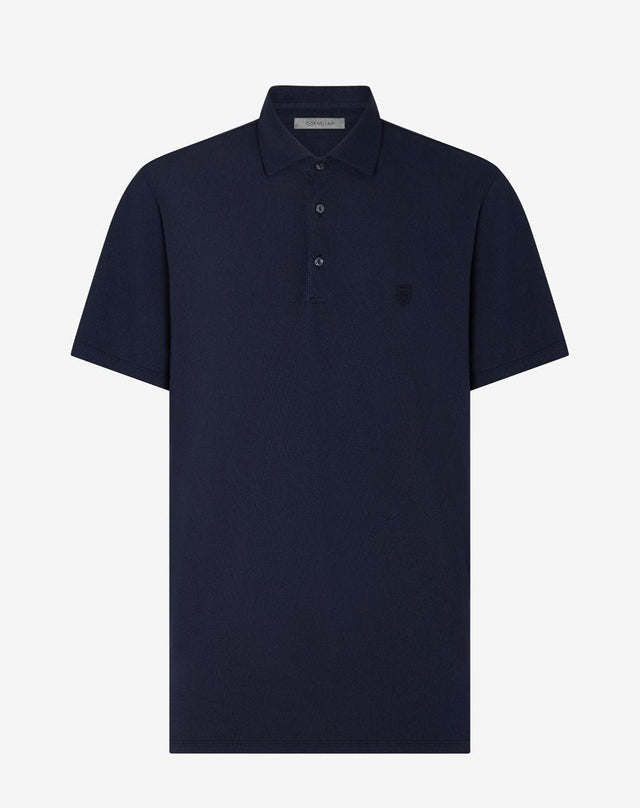 Polo con bottoni blu in cotone