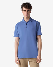 Polo Con Bottoni Azzurra In Cotone