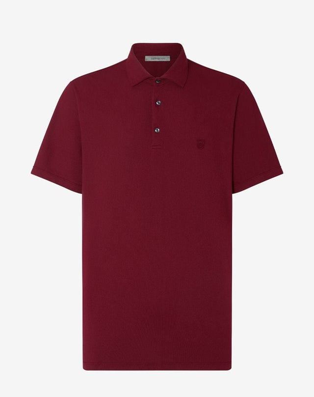 Polo con bottoni bordeaux in cotone