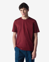 T Shirt Girocollo Bordeaux In Cotone