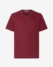 T Shirt Girocollo Bordeaux In Cotone