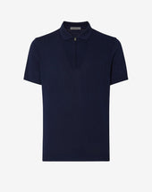 Polo Con Zip In Cotone Jacquard