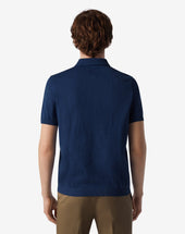 Polo Chiaro Con Zip In Cotone Jacquard