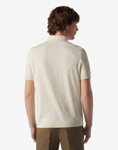 Polo Color Burro Con Zip In Cotone Jacquard