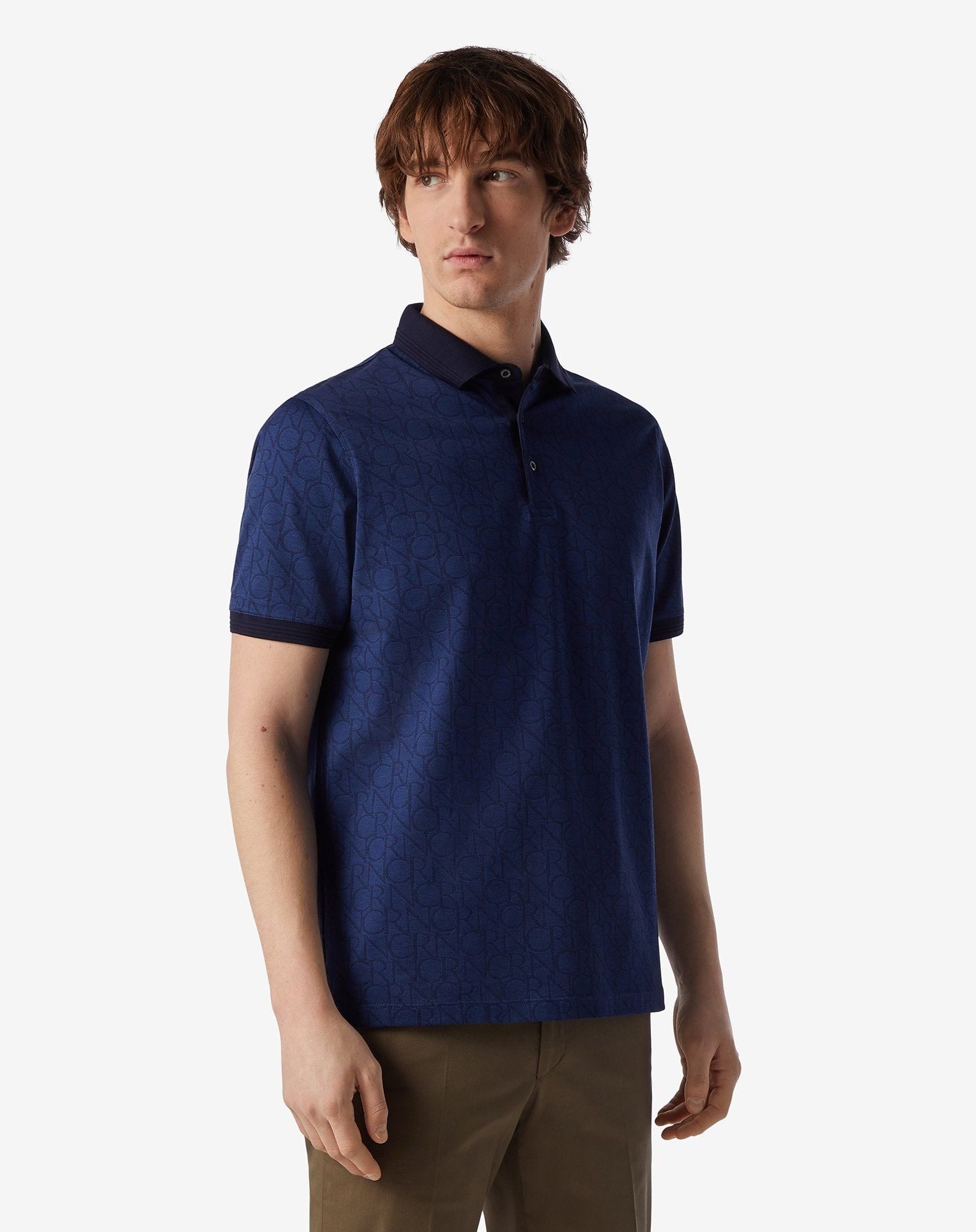 Polo Con Bottoni In Cotone Jacquard Logato