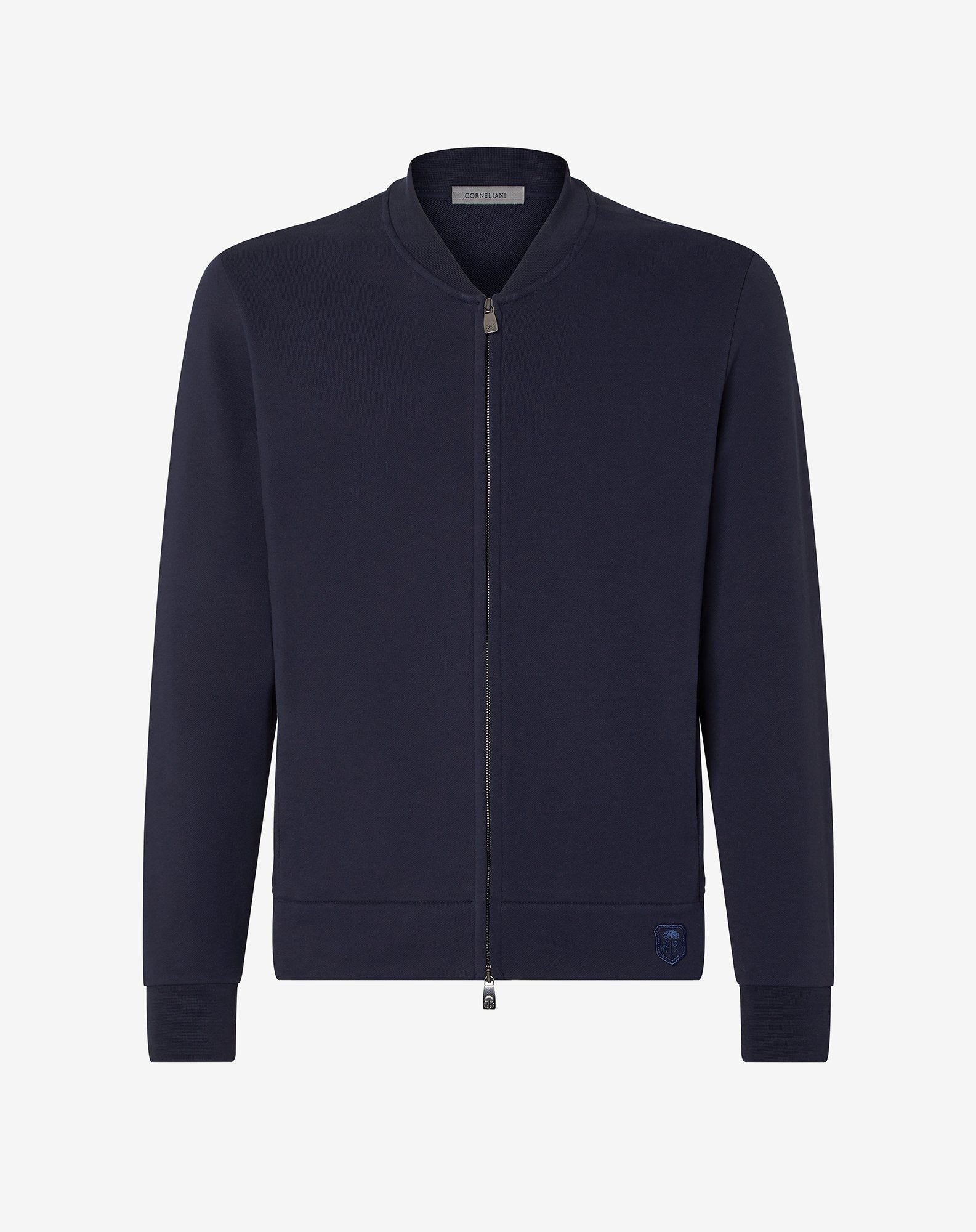 Felpa blu navy in luxury cotton
