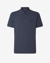 Polo Maniche Corte Azzurra In Piquet Di Cotone