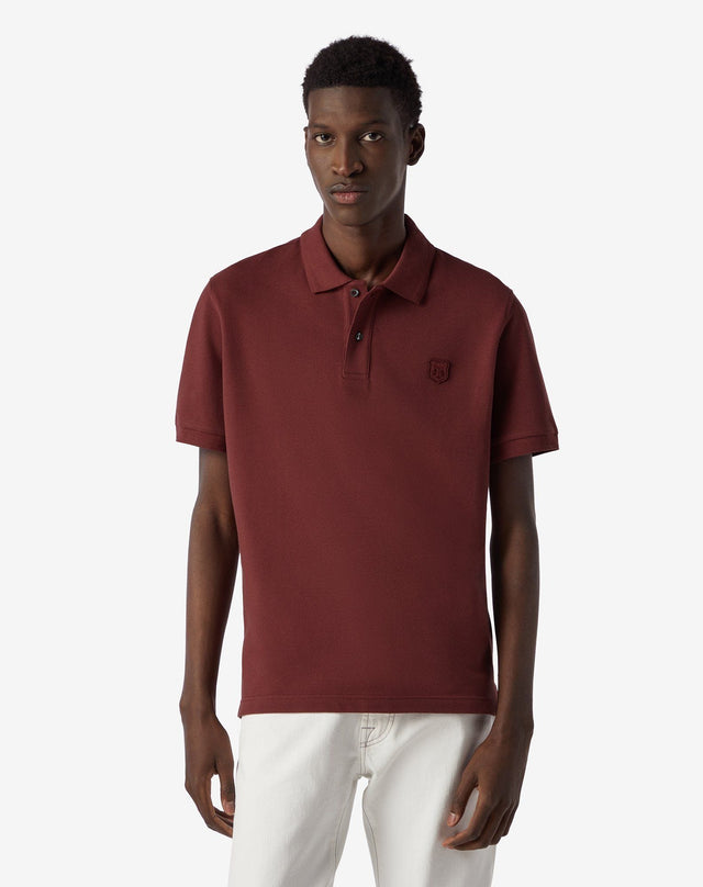 Polo Maniche Corte Bordeaux In Piquet Di Cotone
