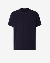 T Shirt Girocollo Navy In Jersey Di Cotone