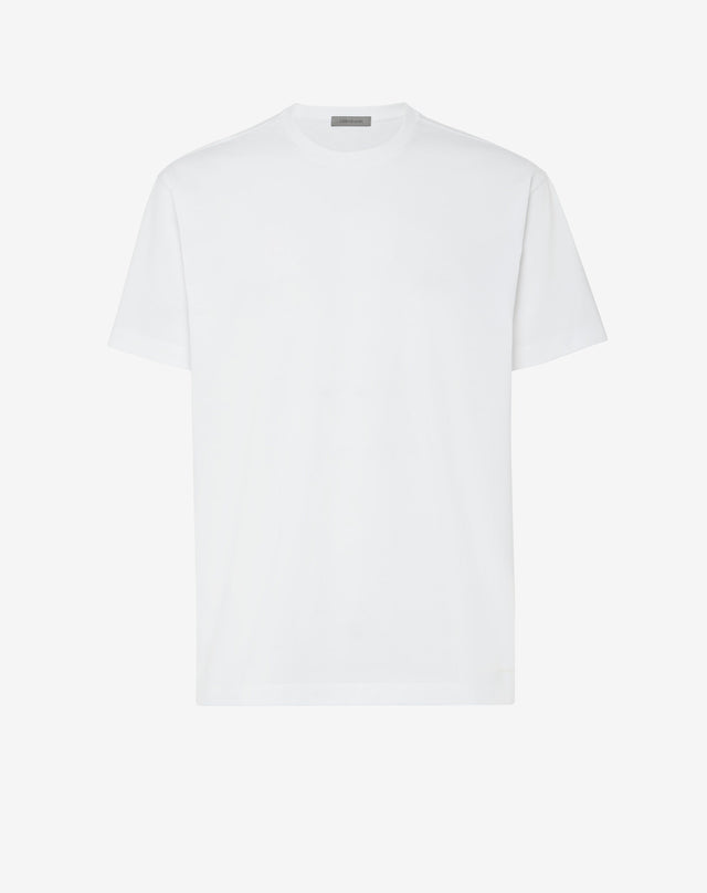 T Shirt Girocollo Bianca In Jersey Di Cotone