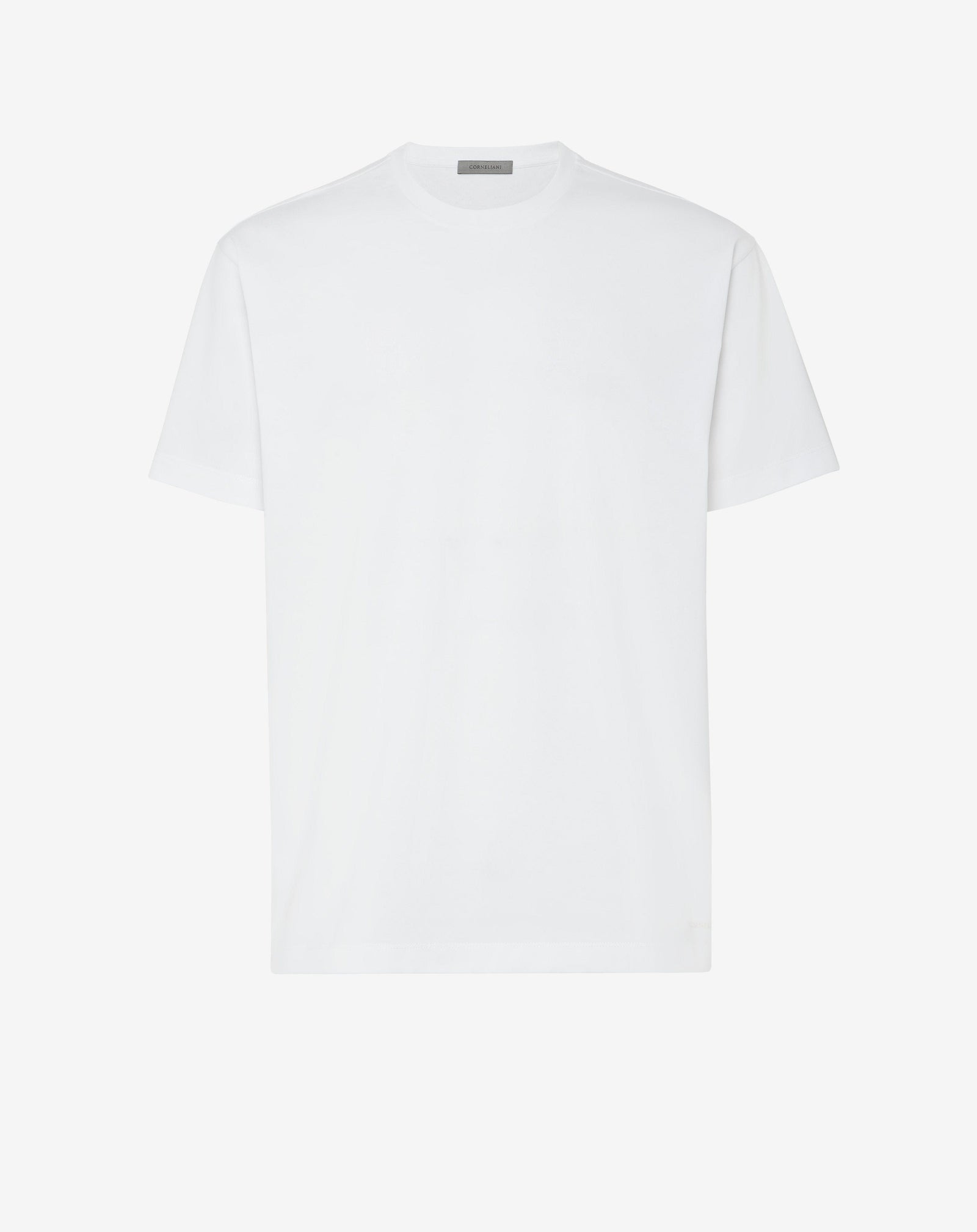 T-shirt girocollo bianca in jersey di cotone