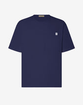 T Shirt Girocollo Navy In Cotone Organico