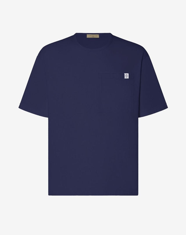 T Shirt Girocollo Navy In Cotone Organico