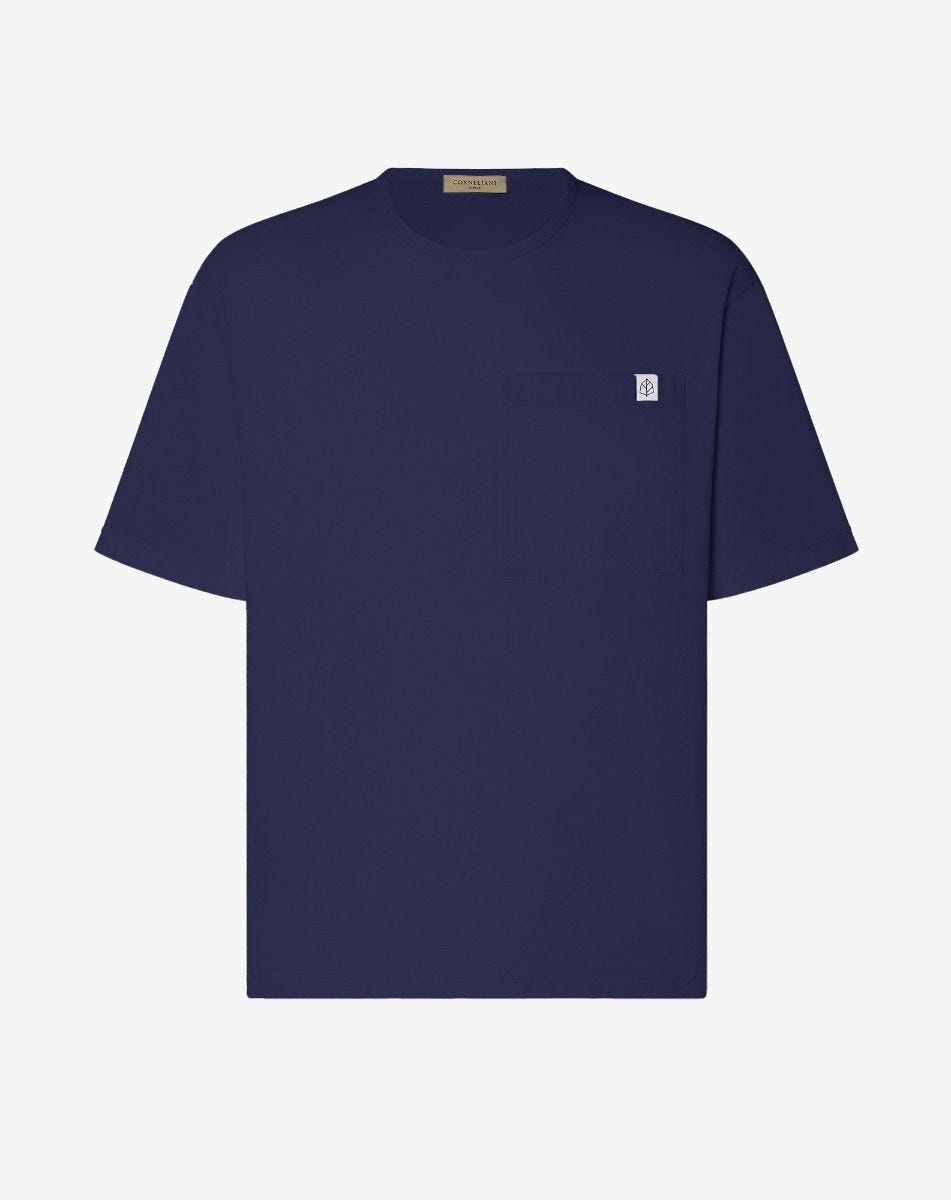 T-shirt girocollo blu navy in cotone organico