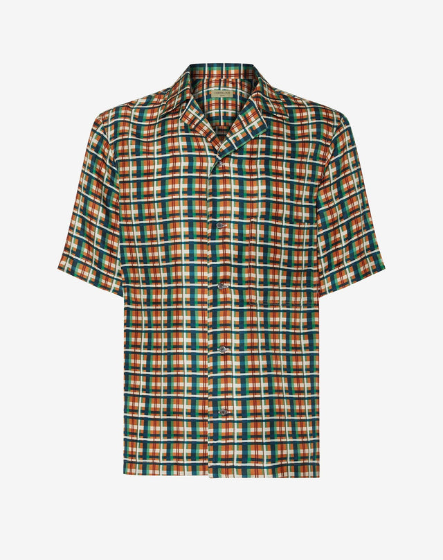 Shirt Madras Arancio In Pura Seta