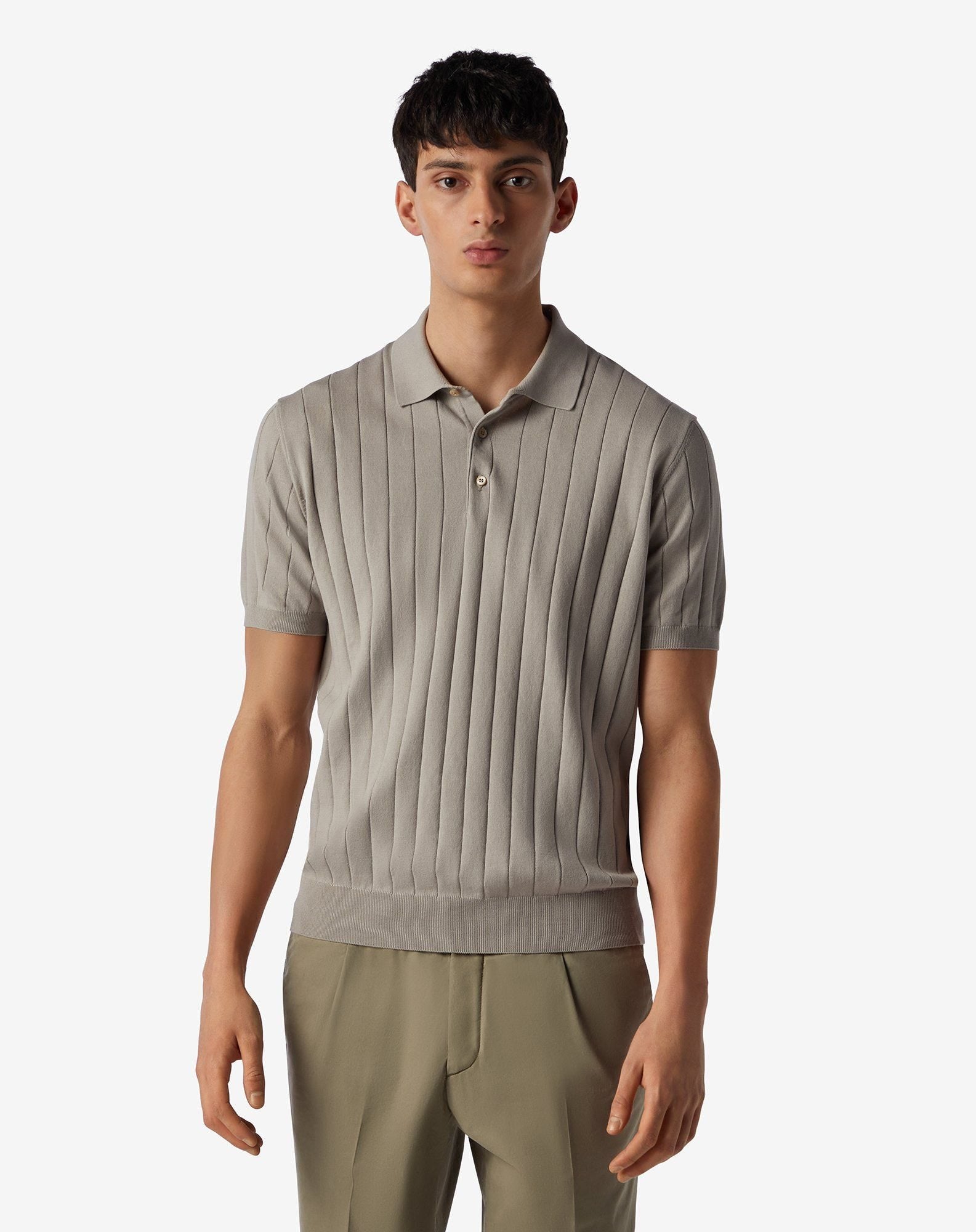 Polo con bottoni sabbia in cotone Pima
