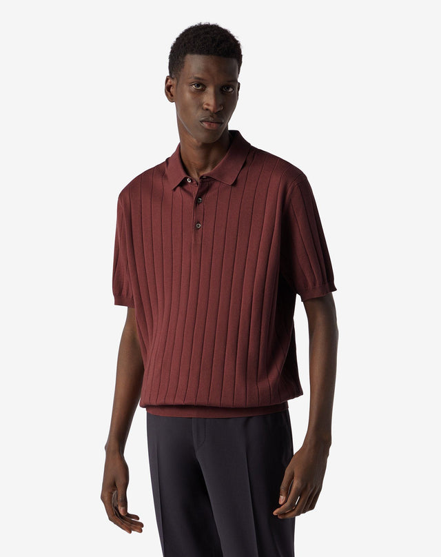 Polo Con Bottoni Scuro In Cotone Pima