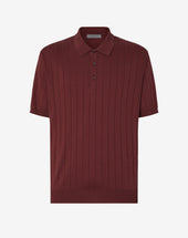 Polo Con Bottoni Scuro In Cotone Pima