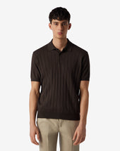 Polo con bottoni marrone in cotone Pima