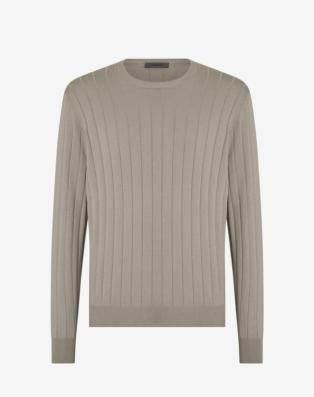 Sweater girocollo sabbia in cotone Pima