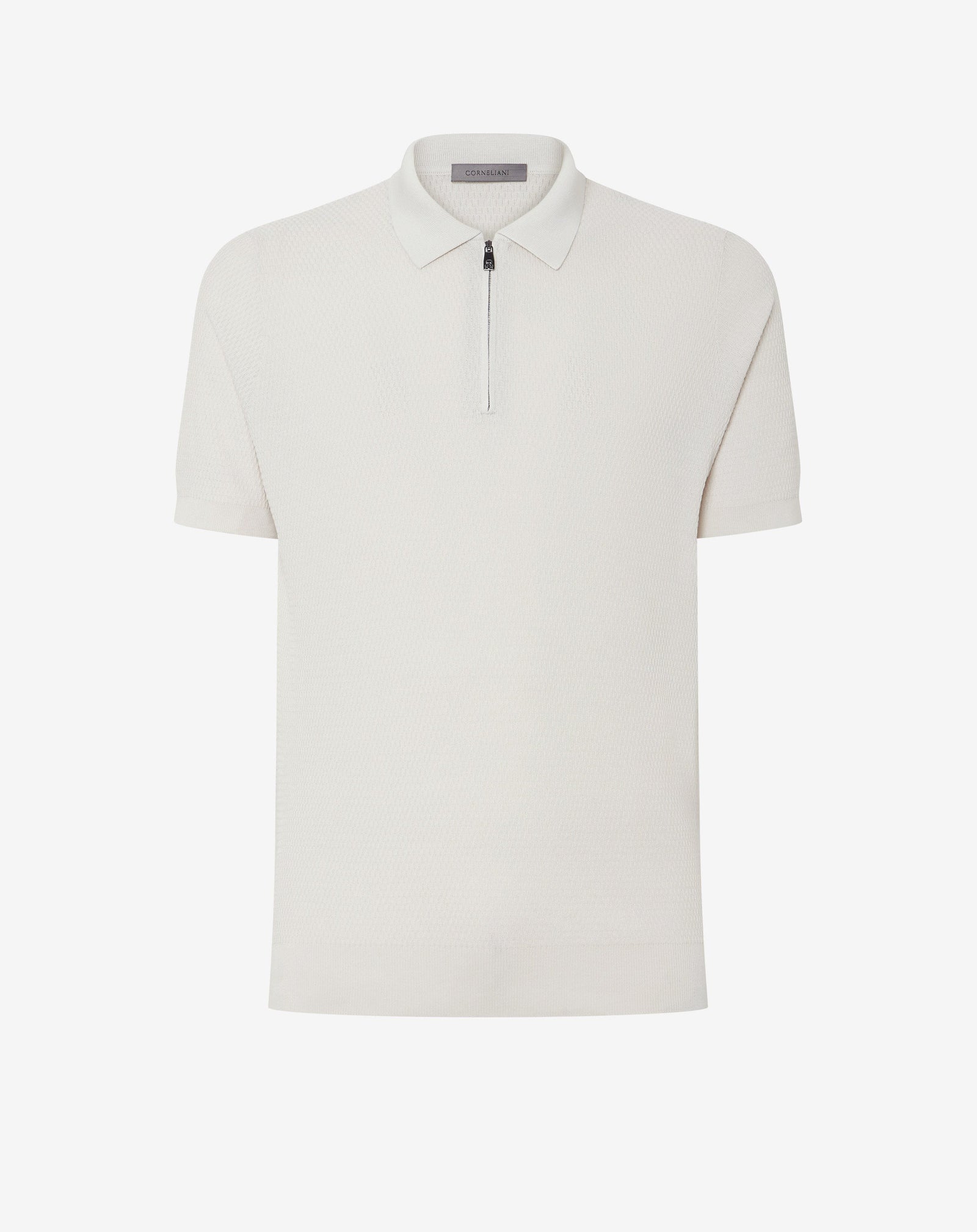 Polo Con Zip Perla In Cotone Pima