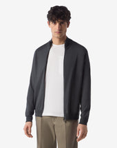 Sweater Full Zip Fumo In Cotone Pima