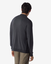 Sweater Full Zip Fumo In Cotone Pima