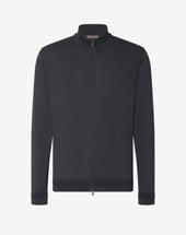 Sweater Full Zip Fumo In Cotone Pima