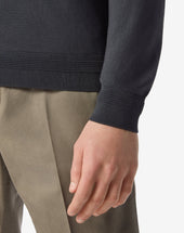 Sweater Full Zip Fumo In Cotone Pima