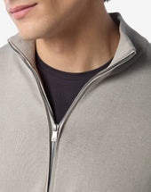 Sweater Full Zip Sabbia In Cotone Pima