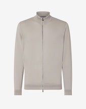 Sweater Full Zip Sabbia In Cotone Pima