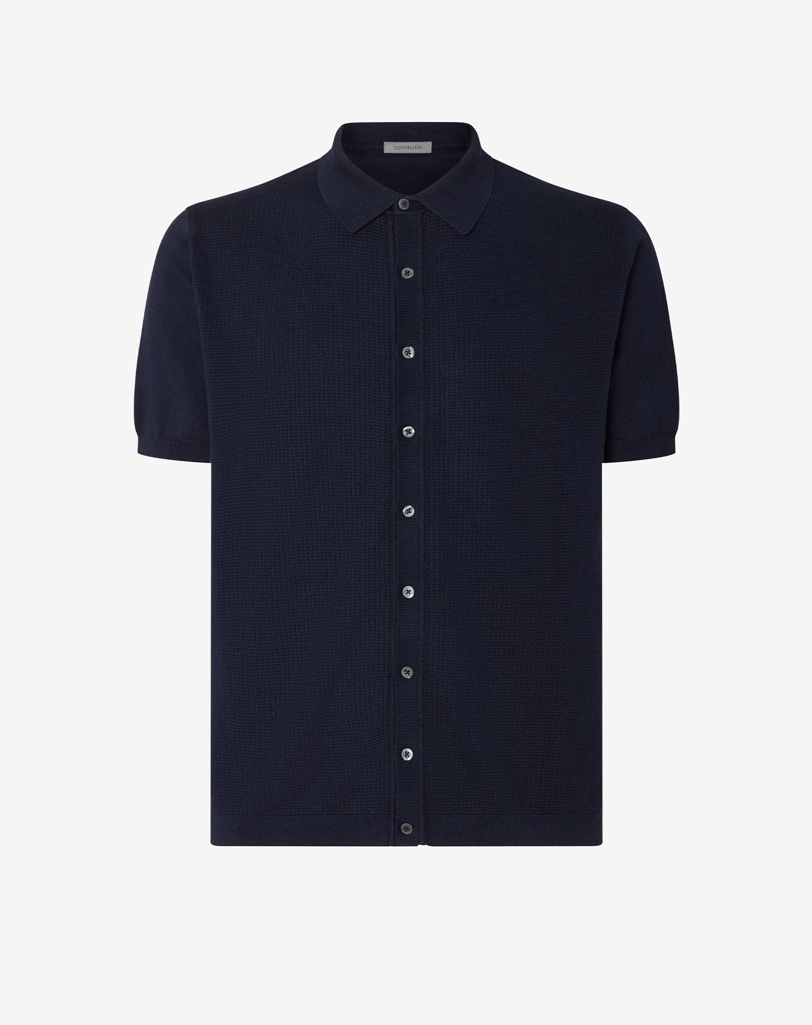 Shirt In Sweater Navy In Cotone Pima