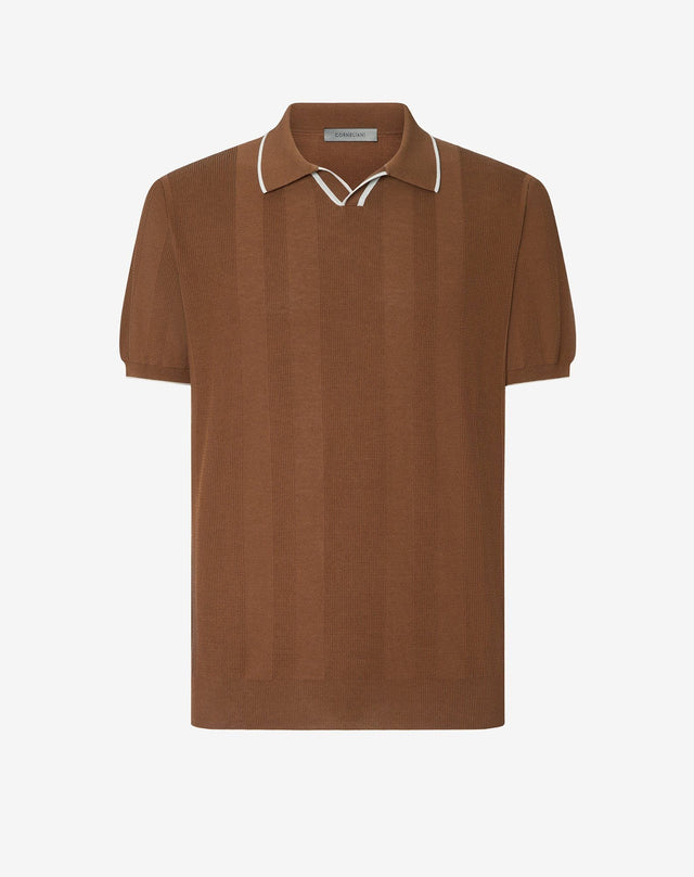 Polo Senza Bottoni In Crepe Di Cotone
