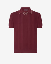 Polo Senza Bottoni Scuro In Crepe Di Cotone
