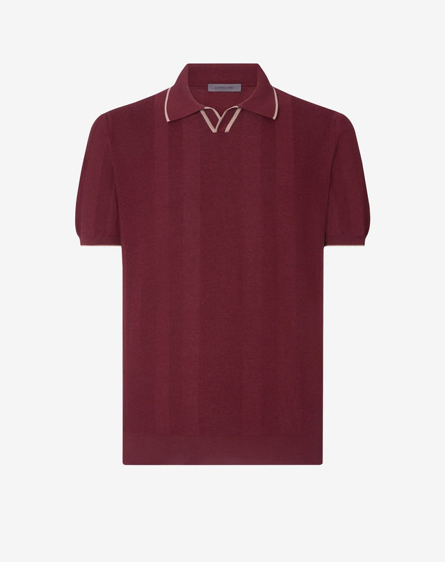 Polo Senza Bottoni Scuro In Crepe Di Cotone