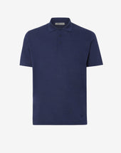 Polo con bottoni blu chiaro in ice cotton