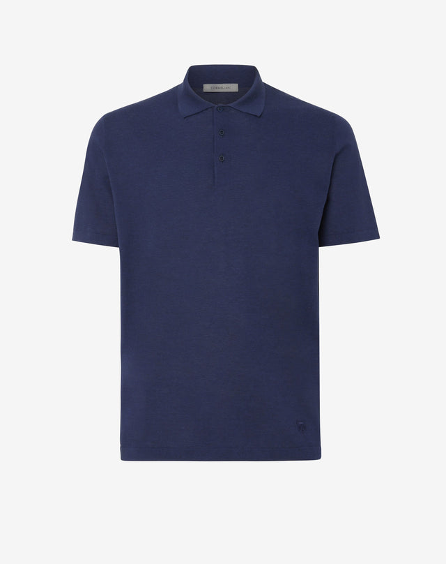 Polo con bottoni blu chiaro in ice cotton