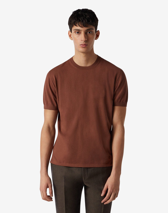 T-shirt girocollo bruciato in ice cotton